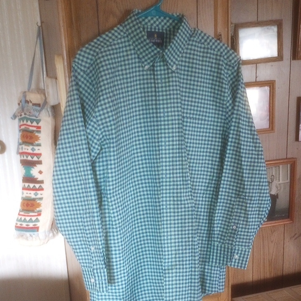 STAFFORD Green Checkered Men's Shirt